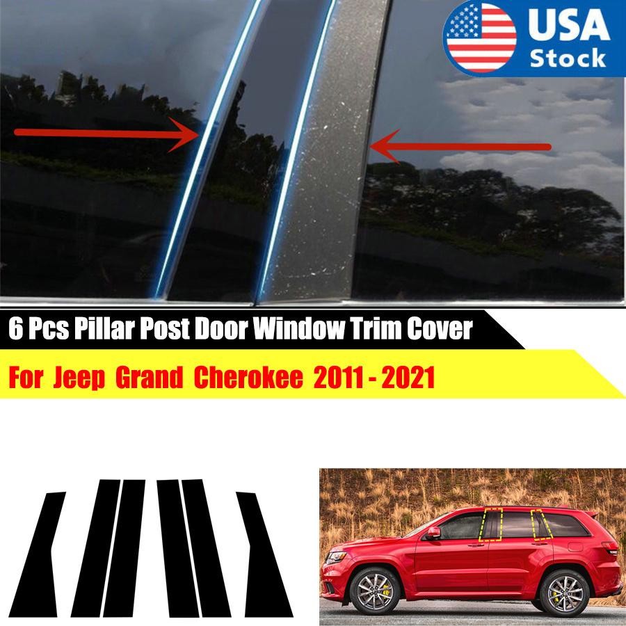 6 pcs Car Pillar Post Door Window Trim Cover for Jeep for Grand Cherokee 2011-2021