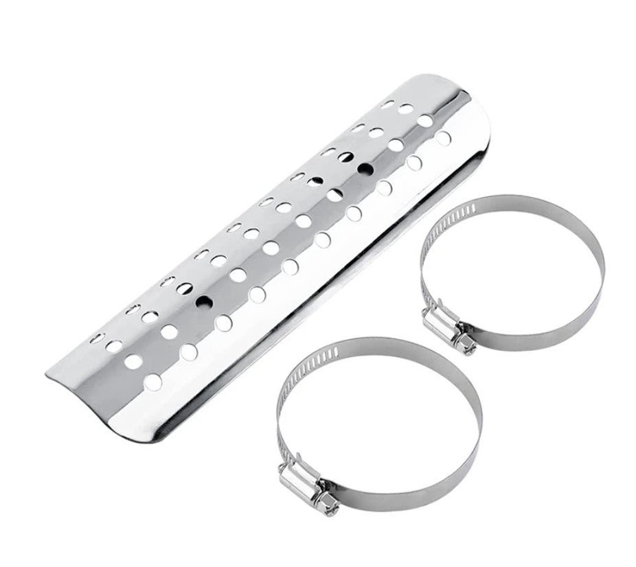 Universal Chrome Exhaust Muffler Pipe Heat Shield Cover Heel Guard Motorcycle