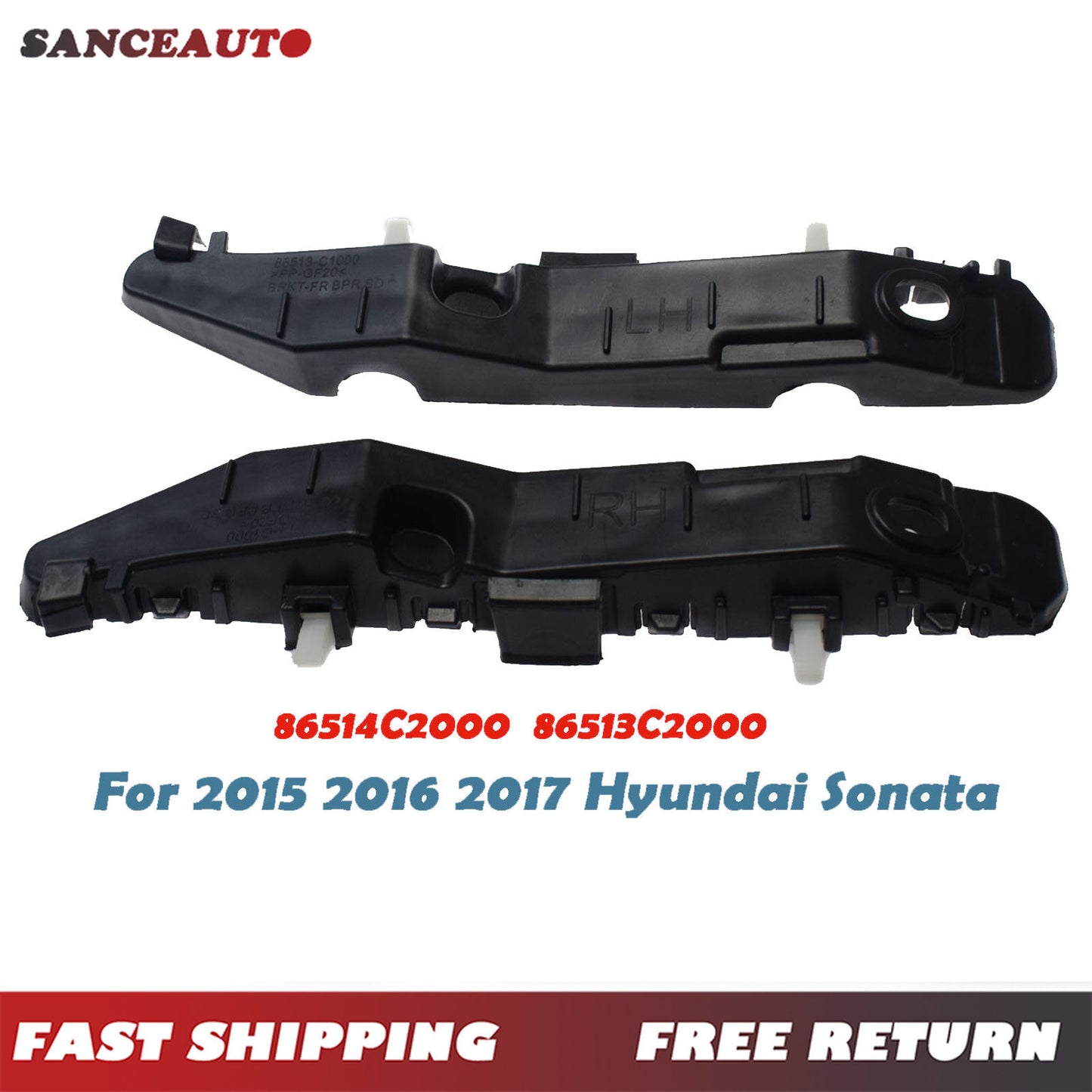 2-Pack 2015/2016 for Hyundai Sonata Front Bumper Cover Support Bracket LH Right Hand-On - n