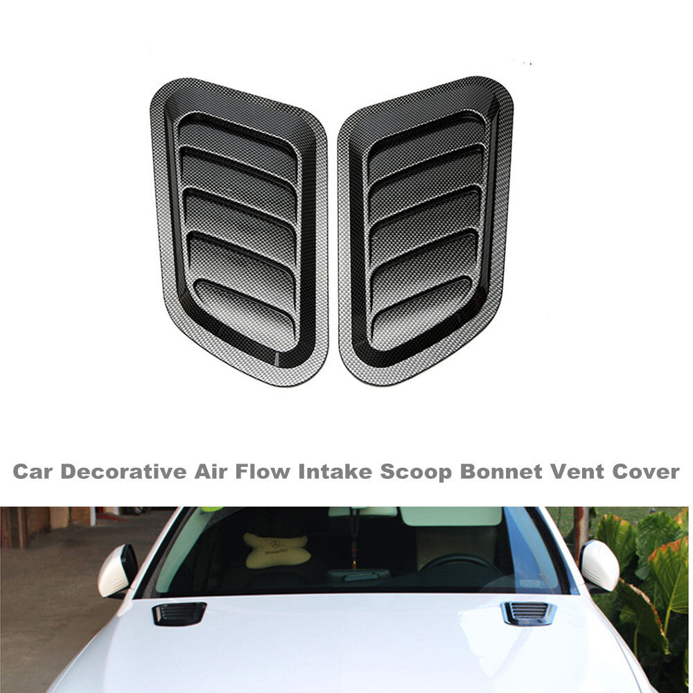 2-Piece Car Carbon Fiber ABS Decorative Airflow Intake Spoon Ventilation Cover - n