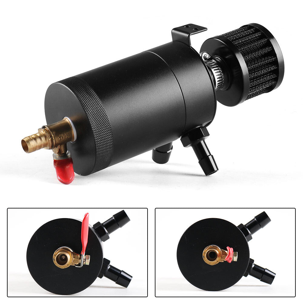 Oil Catch Can Kit Reservoir Tank Engine Black Polish Baffled Universal Aluminum