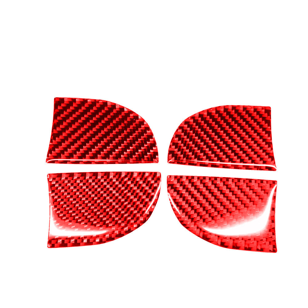 4Pcs Red Carbon Fiber Door Bowl Stickers Trim for Toyota for Corolla 2014-2018