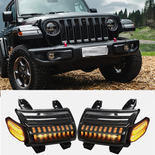 for Jeep for Wrangler JL Gladiator Rubicon 2018-24 LED Fender Turn Signal Lights DRL n