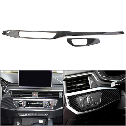 Carbon Fiber Interior Upper Air Vent Outlet Cover Trim Fit for Audi for A4 B9 2017-2020