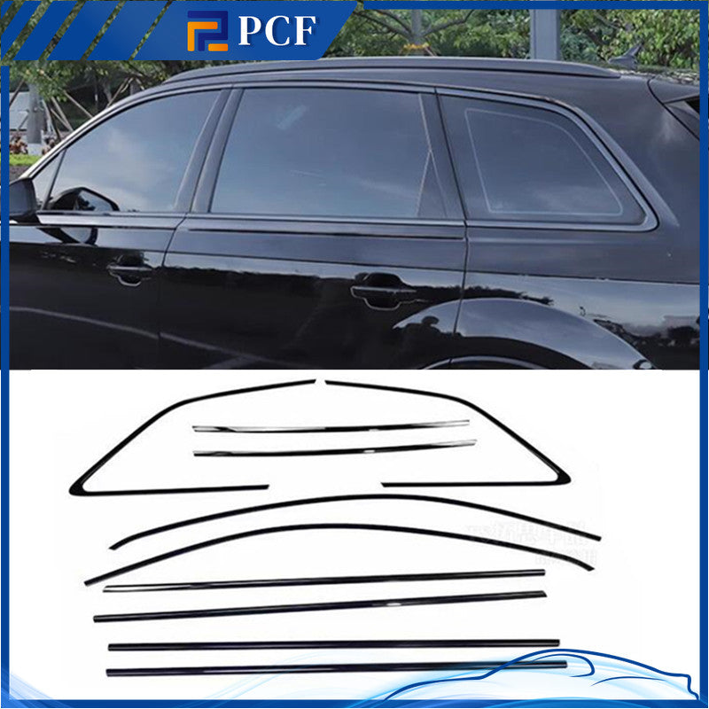 for AUDI Q7 2019-24 Glossy Black Stainless Steel Window Strip Cover Trim Kit 10X