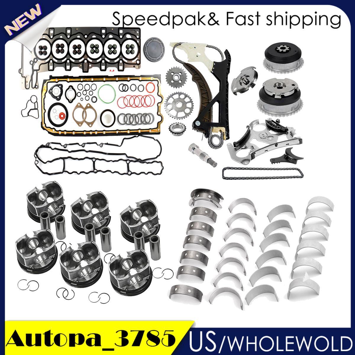 Engine Overhaul Gasket Seals Kit Pistons Rings ¦µ84mm Bearings Guide Set for BMW