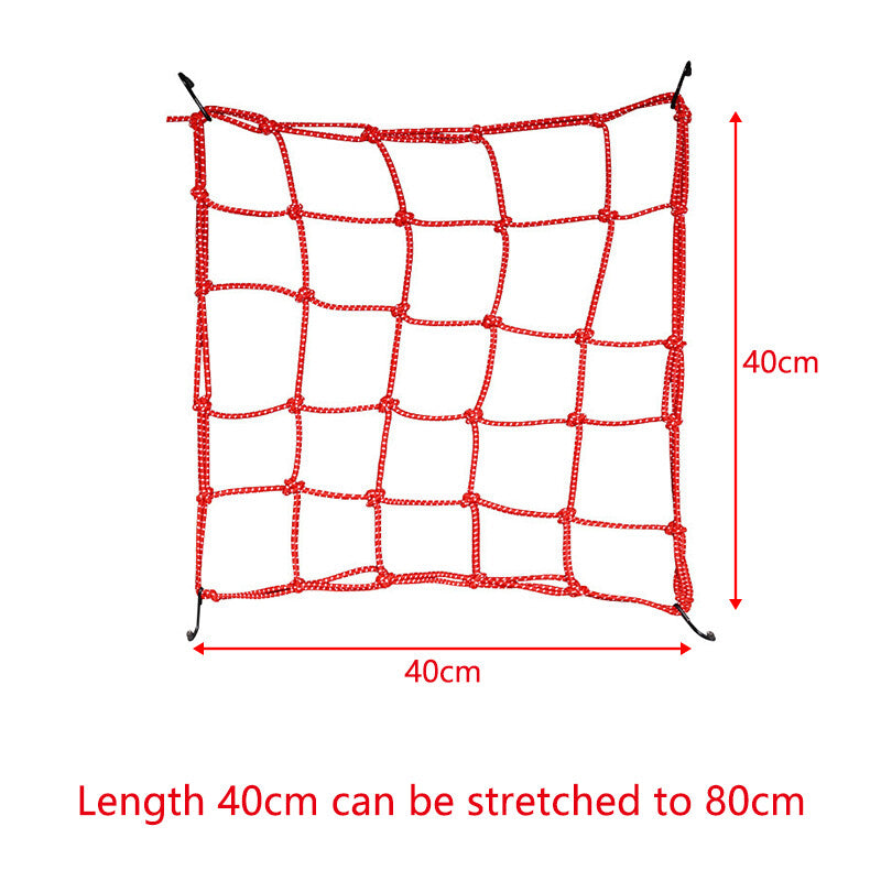 40*40CM Upgraded Reflective Motorcycle Elasticated Luggage Cargo Net Strong Red Q