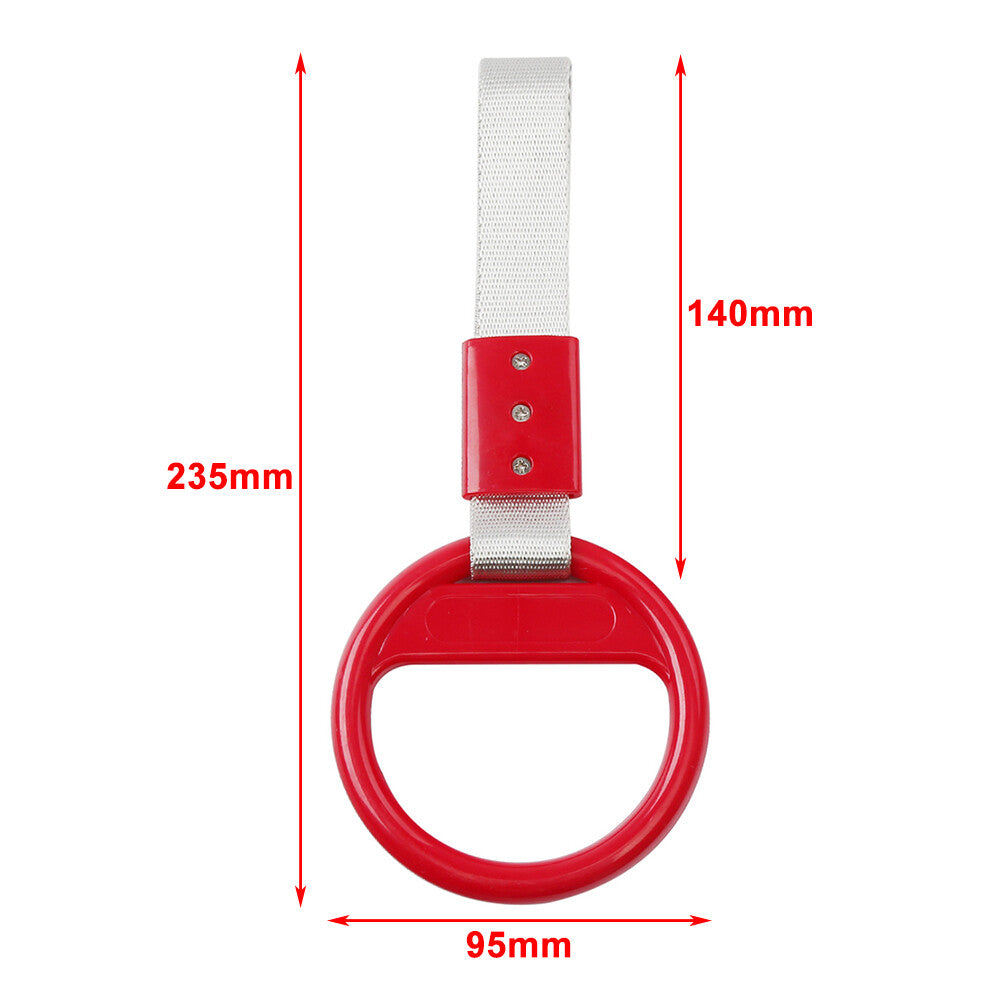 1Pcs White Belt Red Round Ring Train Bus Handle Hand Strap Drift Charm Tools Car