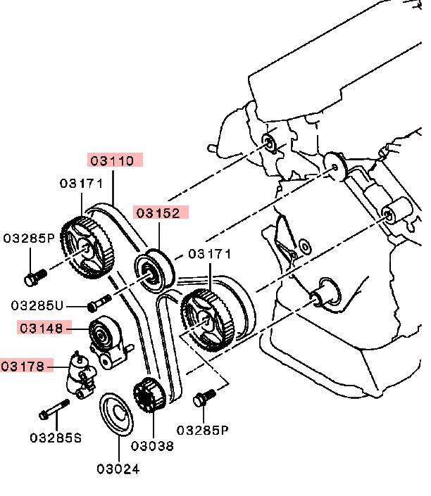 4pcs Timing Kit fit for Mitsubishi 3.0 Outlander 2006- MONTERO SPORT 2008 Q