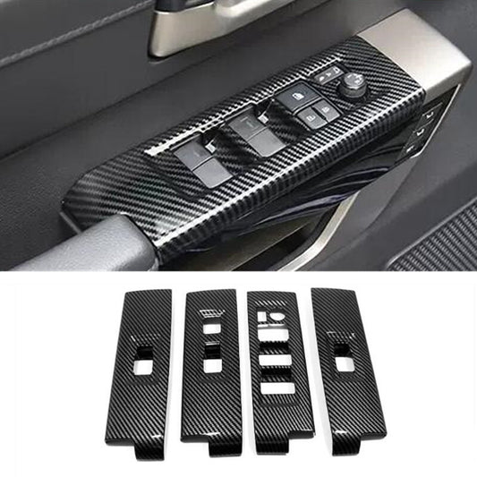 Carbon Fiber Window Switch Panel Cover Trim Fit for Toyota Tundra 2022-2024