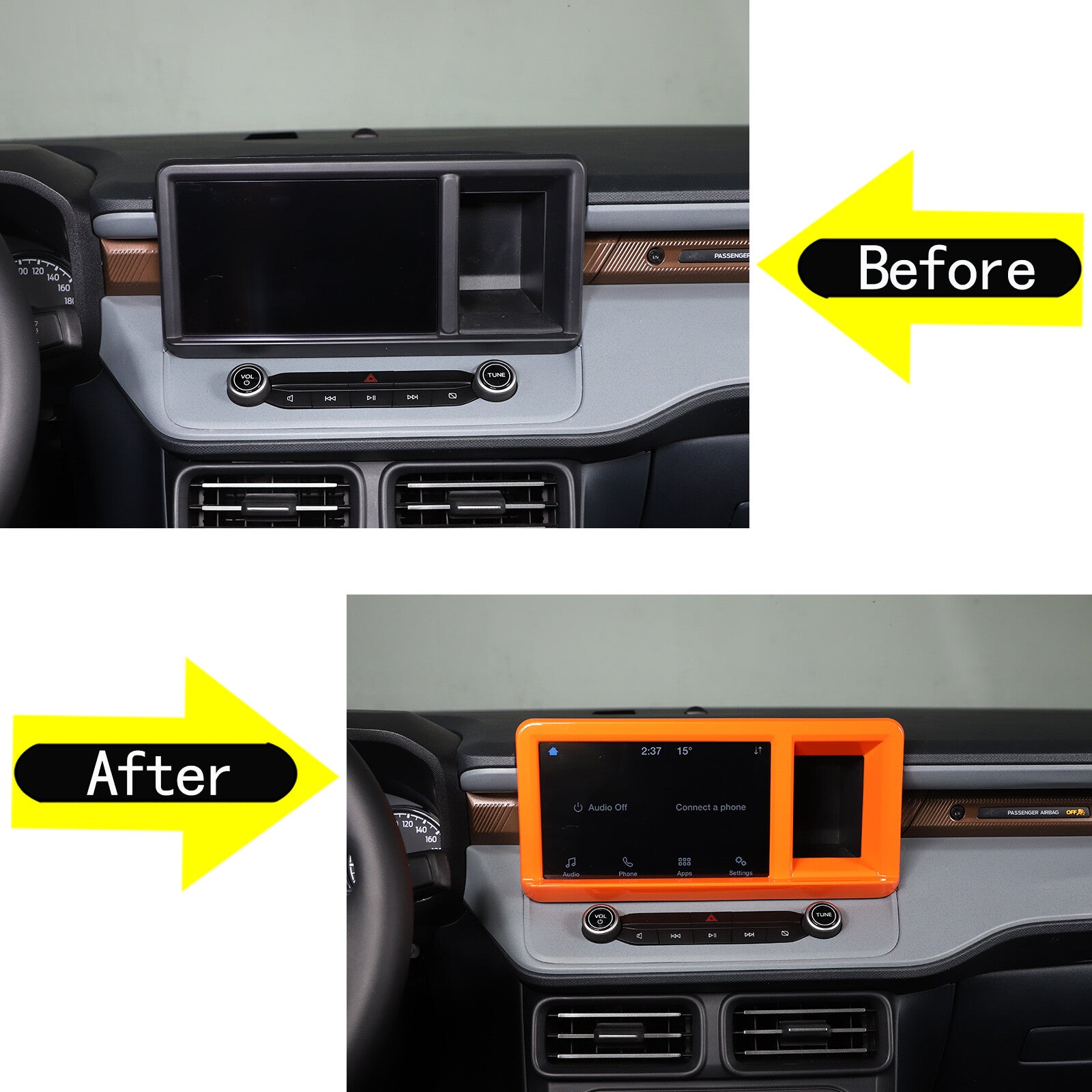 Orange dashboard navigation screen frame cover trim for Maverick 2022/2023 n