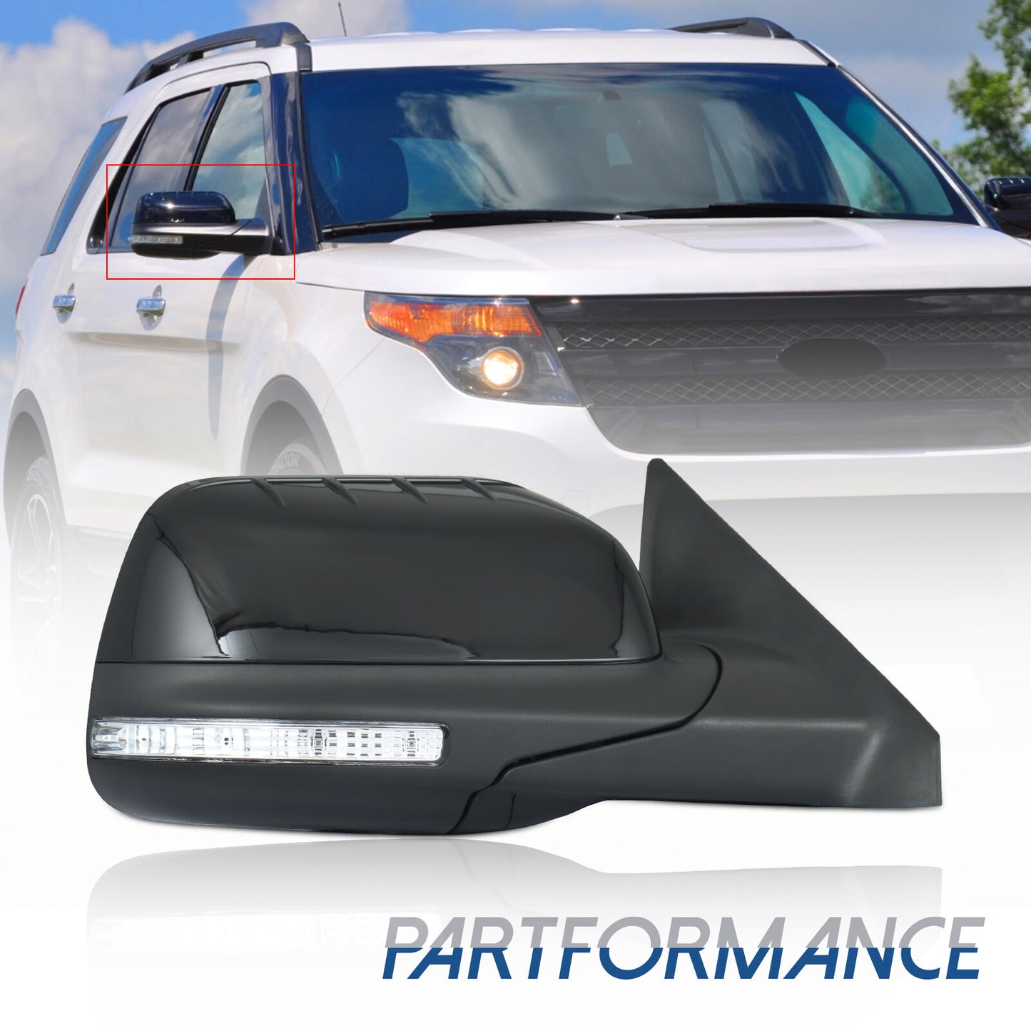 2011-2015 for Ford Explorer Passenger Side Mirror with Blind Spot Power Folding 11-Line