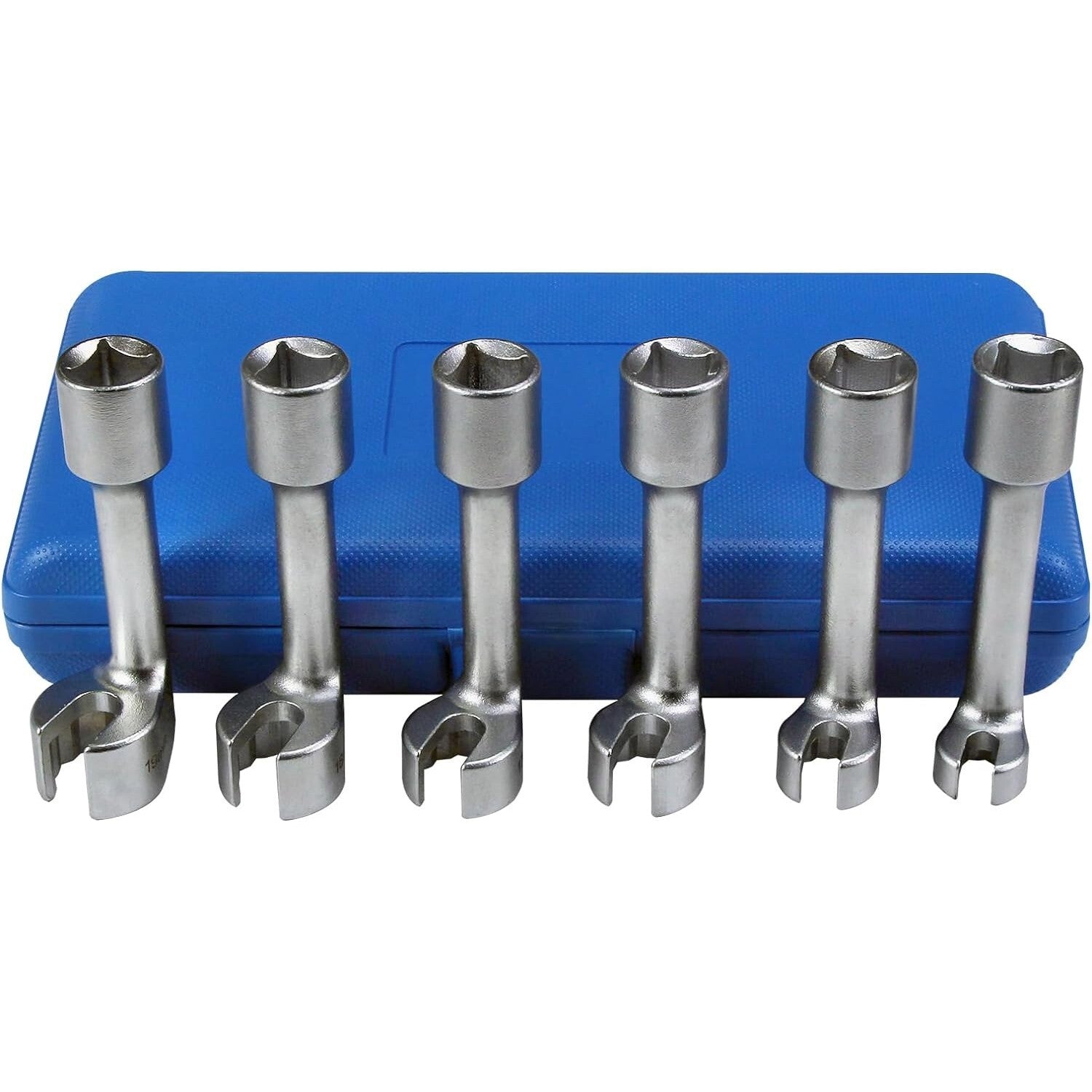 6-piece set of L-type diesel fuel injection line socket open-end ring wrenches, 12pts
