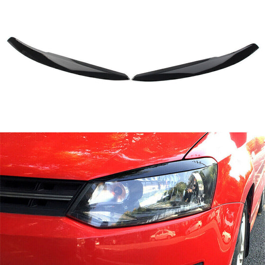 Headlight Eyebrow Eyelid Cover Trim Glossy Black Fit for VW Polo Mk5 6R 6C 2011-17