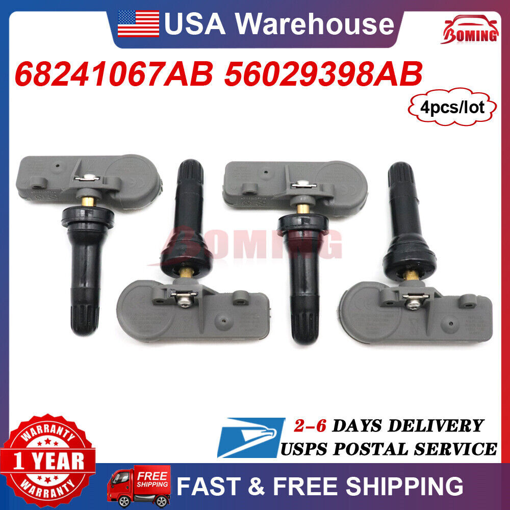 4-pack of new TPMS 56029398AB tire pressure sensors for Chrysler , for Jeep , and for Dodge (68241067AB)