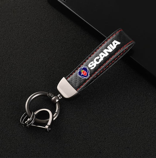 Suitable for Alfa Romeo 147 car keychain keychain keyring, dark green leather horseshoe buckle gift- v