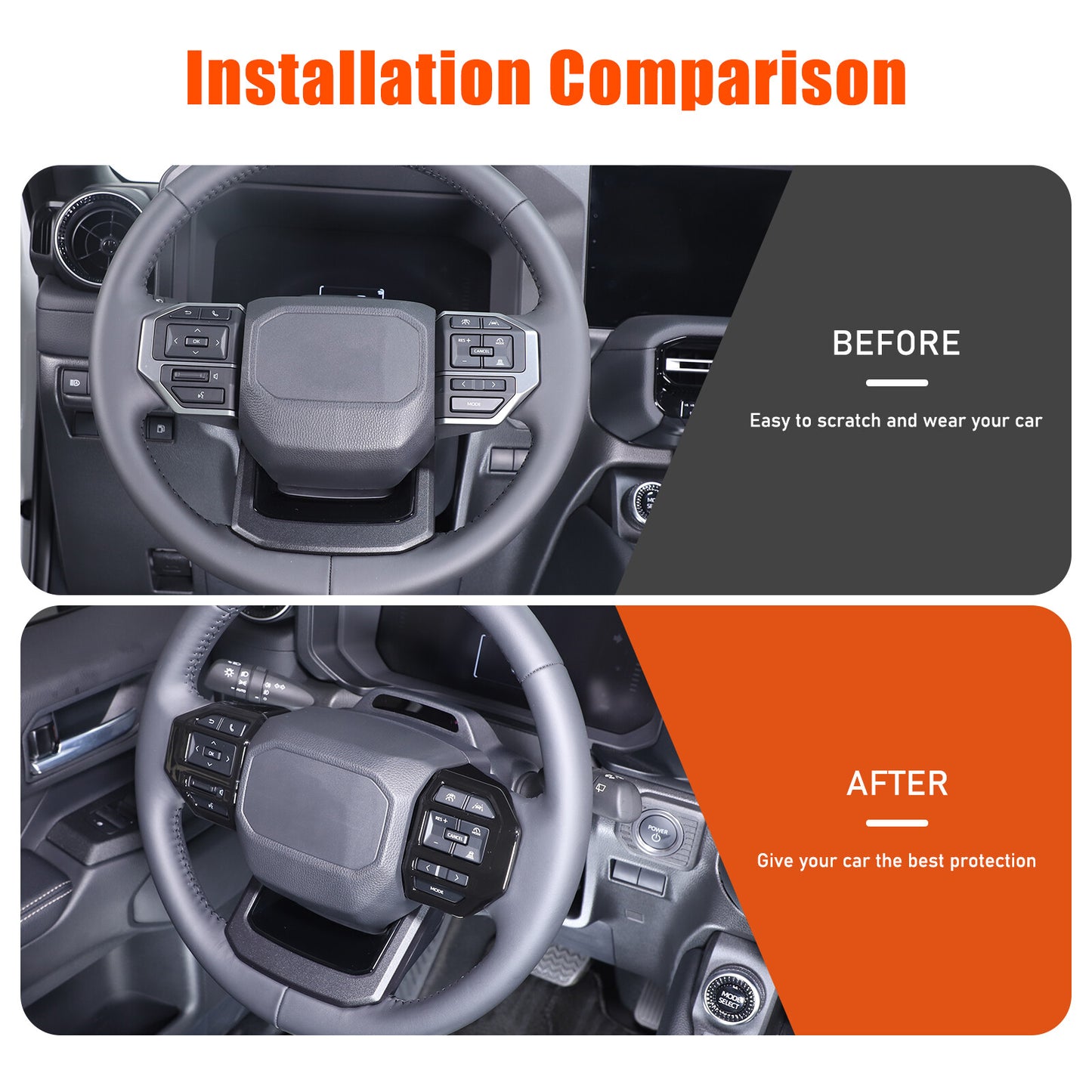 Gloss black steering wheel button frame for 2024 Prado for Land Cruiser LC250 n