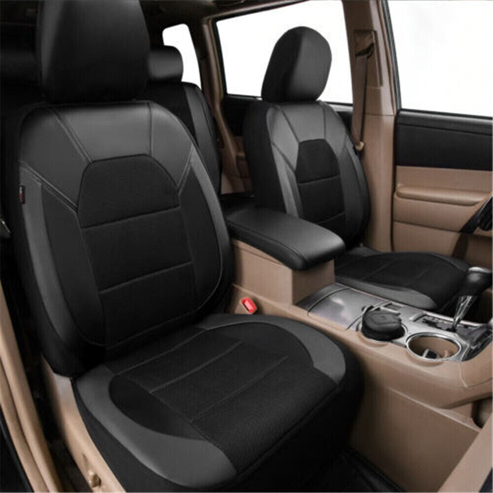 Black Car for Seat Cover Leather Protector Front Rear Cushion Universal Full-Kits. n