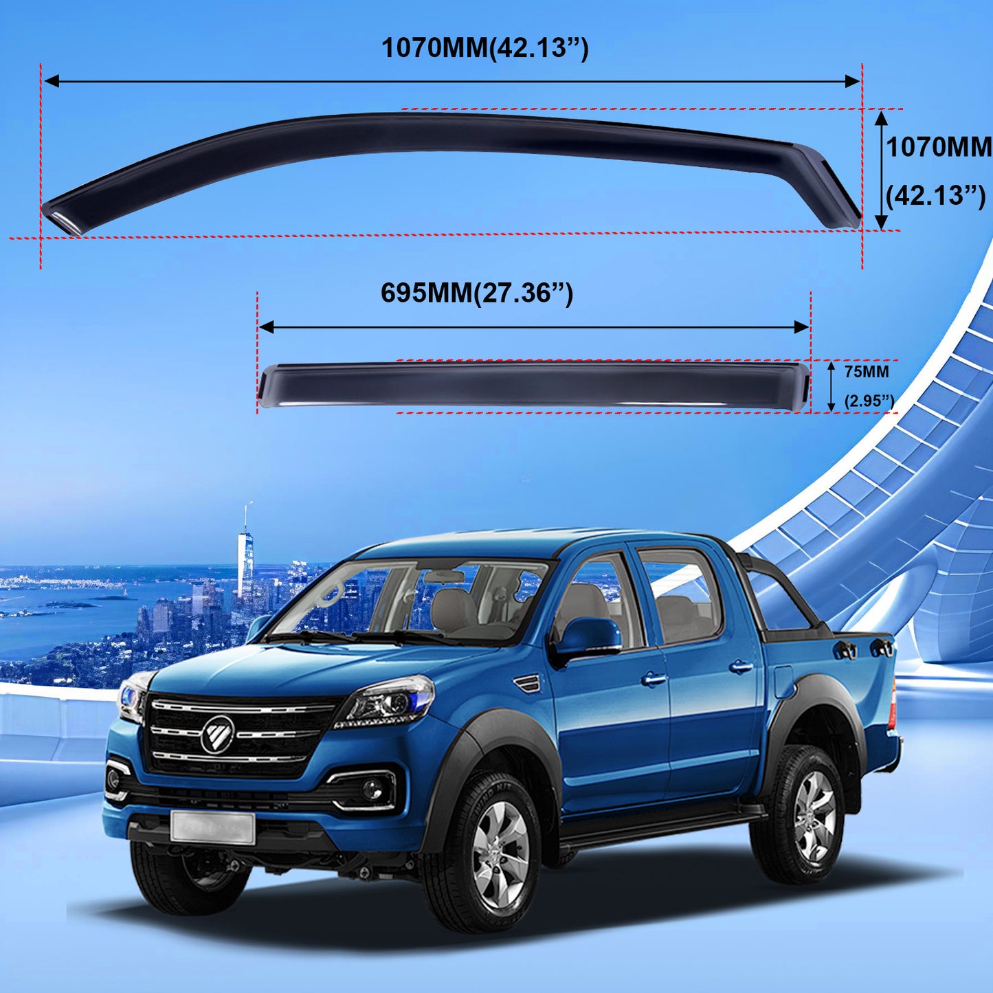 In-Channel Window Visors Rain Guards Kit Smoke Tinted for Nissan Rogue 2021-2025