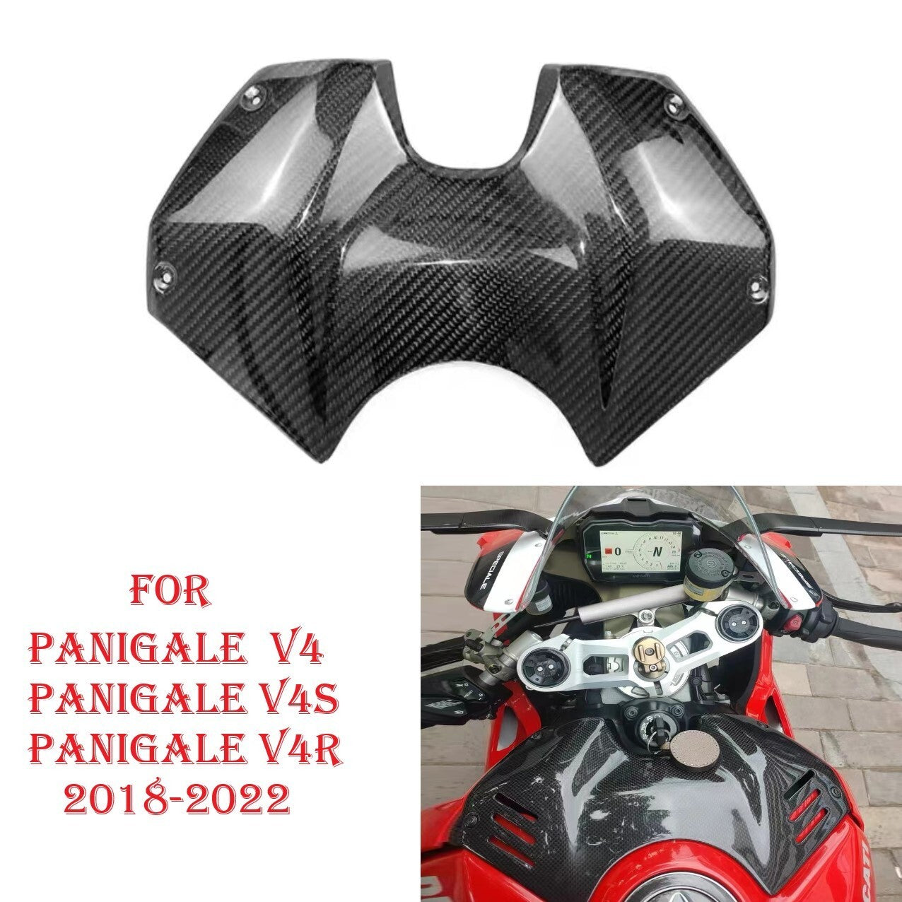 for Ducati Panigale V4 V4S Carbon Fiber Fuel Tank Cover Guard Fairing 2018-2022
