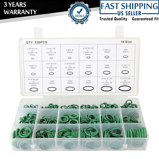 530-piece pack of new green rubber automotive air conditioning compressor O-ring seals Q