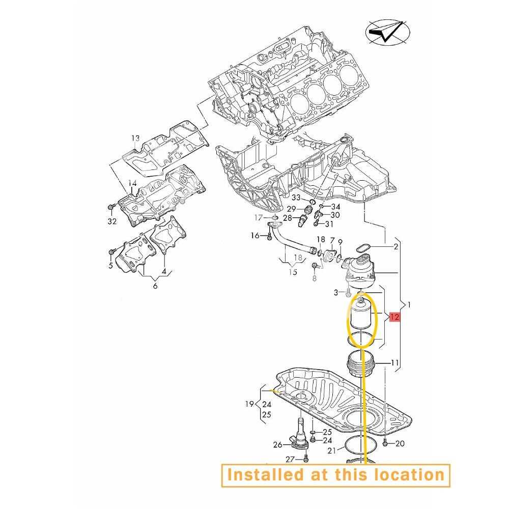 Oil filter equipment manufacturer ( ) for Bentley for Bentayga 2017-2020: 057198405D