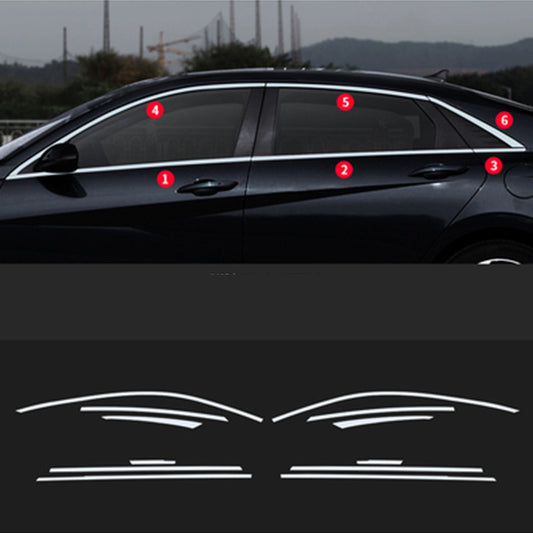 12P Chrome Steel Window Molding Strip Cover Trim Kit for Hyundai for Elantra 2021-23