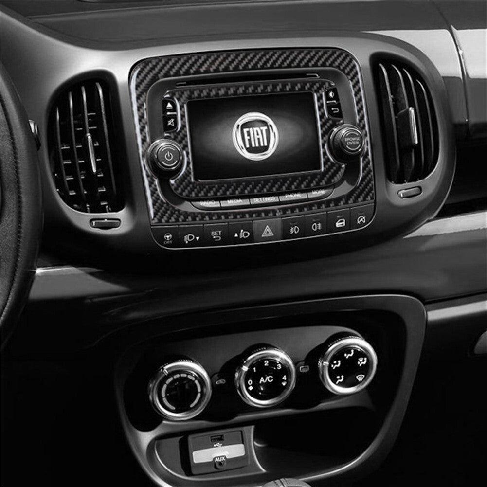 5 Carbon Fiber Interior Radio Touch Screen Cover Trim For 2014-2017 for Fiat 500L