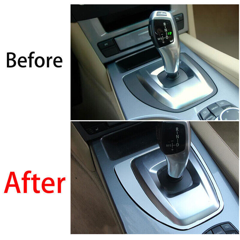 for BMW 5 Series 2004-10 Silver Aluminum Middle Console Gear Shift Frame Trim 1P