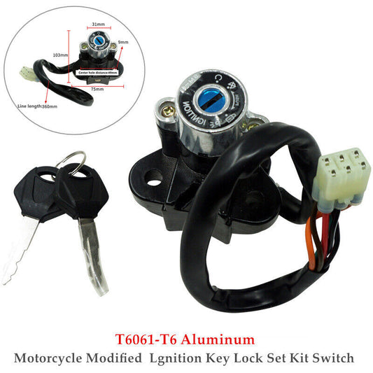 US Motorcycle Bike Aluminum Modified Lgnition Key Lock Set Kit Switch v