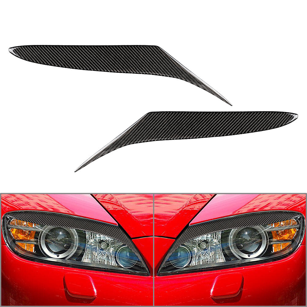 Carbon Fiber Car Headlight Eyebrows Eyelids Cover Trim for Mazda RX-8 RX8 04-08