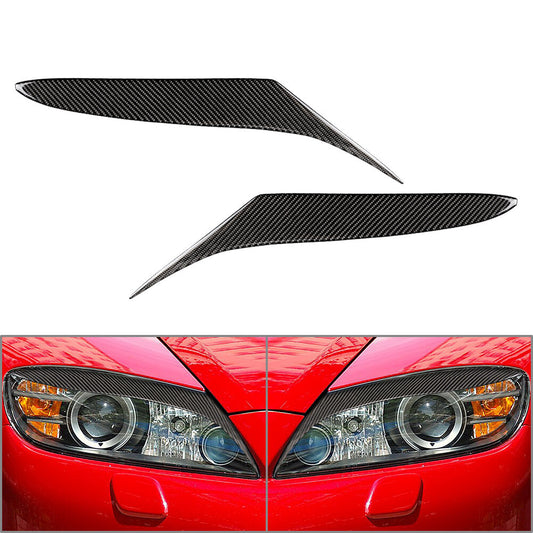 Carbon Fiber Car Headlight Eyebrows Eyelids Cover Trim for Mazda RX-8 RX8 04-08