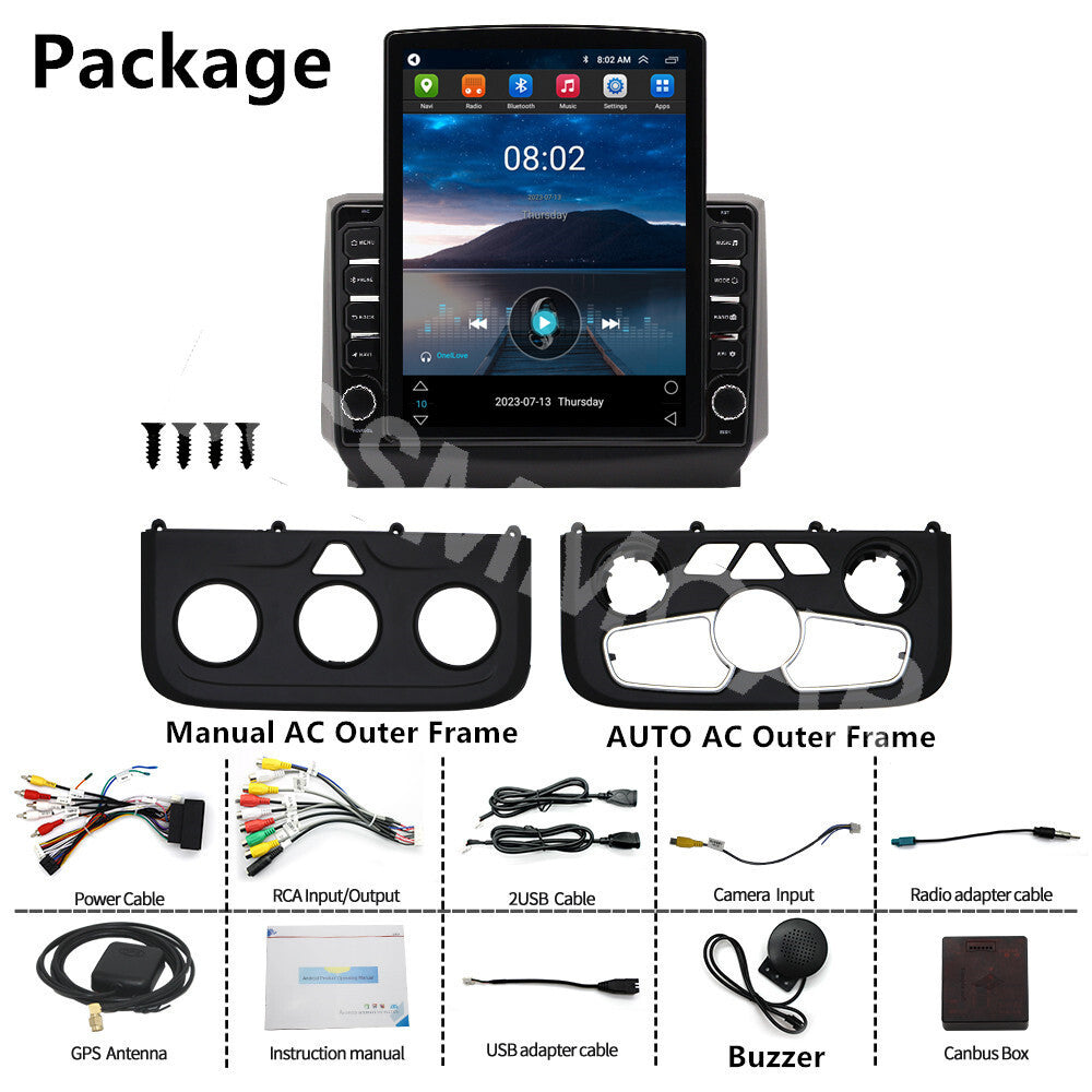 Fit for Dodge for RAM 3500 2013-2019 Car Radio Vertical Screen GPS 4+32G W/Frame