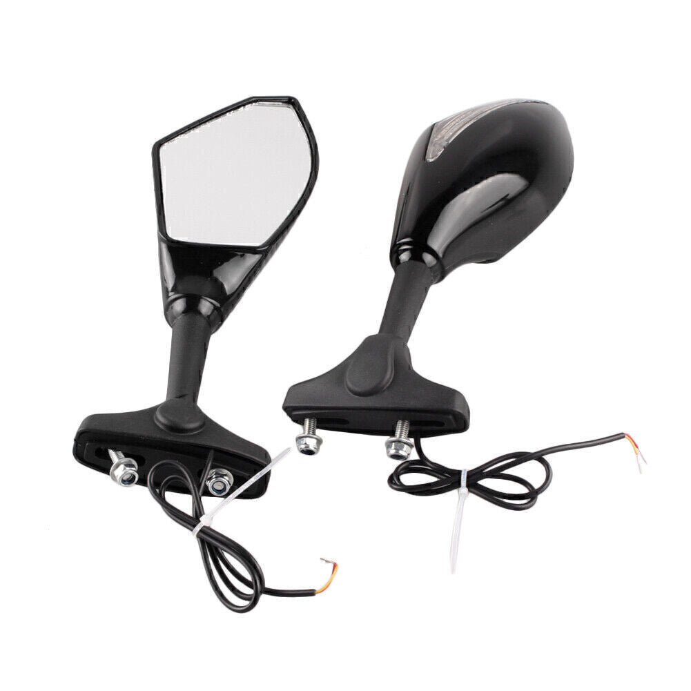 Motorcycle Rear Wing LED Mirrors w/Signals Universal Fit for Honda for Kawasaki Q