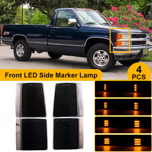 Pack Full Smoked LED Corner Side Marker Lights for 94-99 for C/K 1500 2500 3500- v