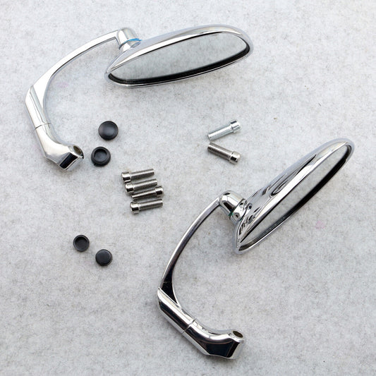 Motorcycle silver rearview mirror universal circular retro-modified 8/10mm screw