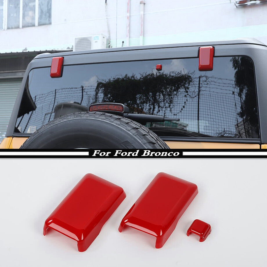 For 2021-2023 Bronco ABS Red Rear Window Glass Hinge Decor Cover Trim 3PCS v