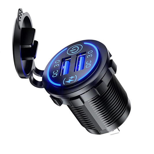 12V-24V QC3.0 USB Fast Charger Socket for Cars and Motorcycles - 1PCS n
