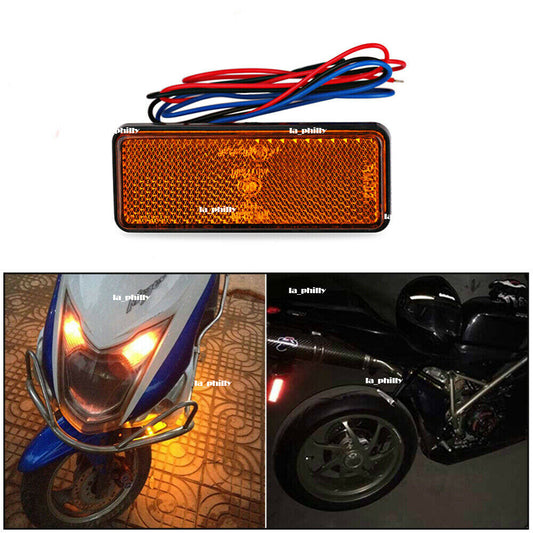 Motorcycle Truck 12V 24 SMD LED Reflector Tail Brake Stop Marker Light-Yellow Q