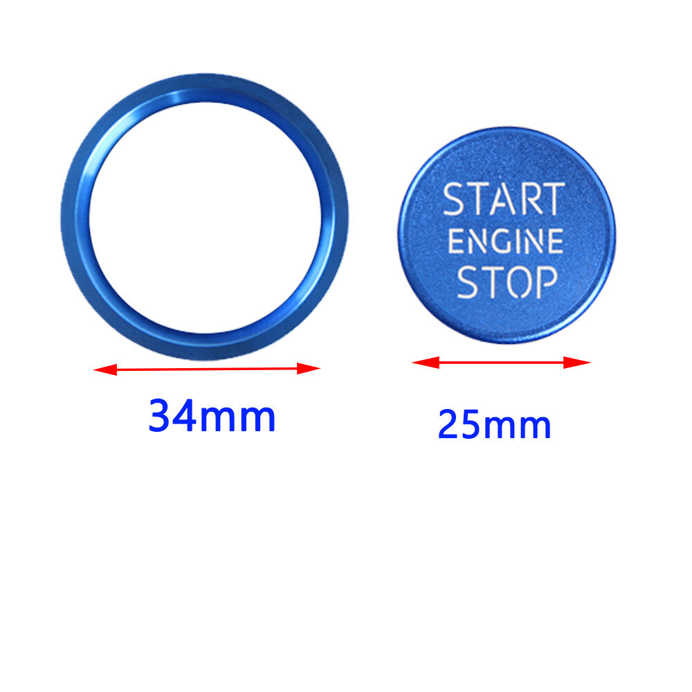 RS Style Blue Keyless Engine Start Stop Button Ring Cover for Audi A7 A5 Q5 A4