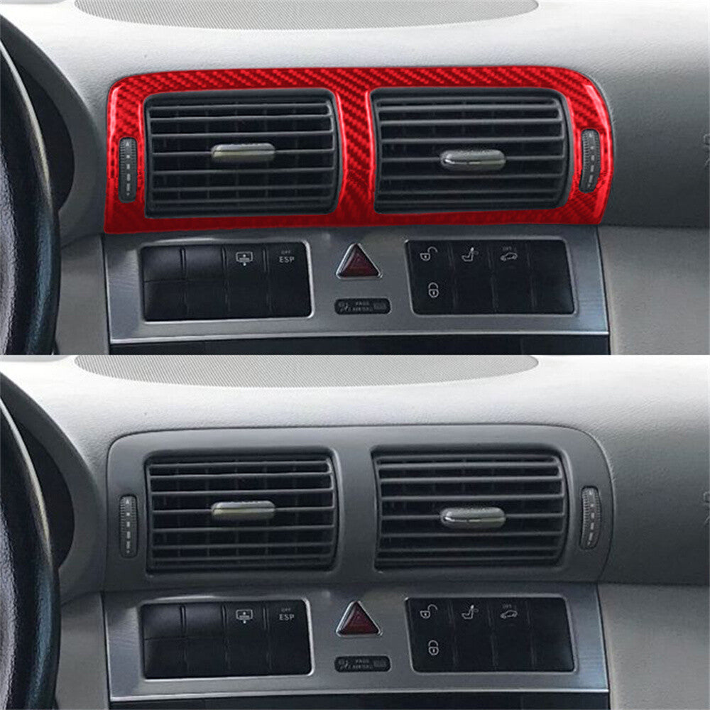 Red Carbon Fiber Center Air Vent Outlet Trim Fit for Benz C Class W203 2005-2007