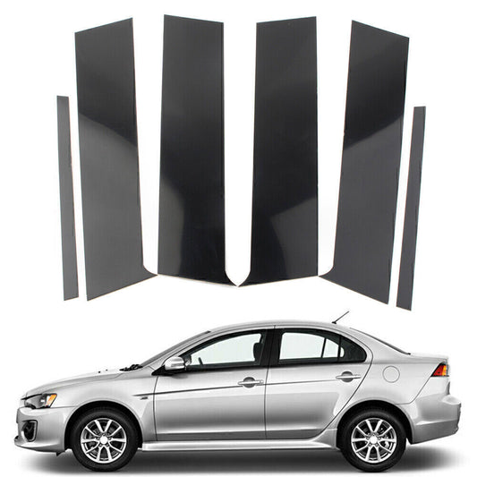 for Mitsubishi Lancer 2008-17 Piano Black Pillar Posts Door Window Molding Strip