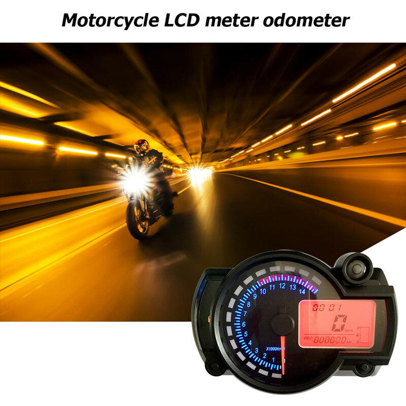 Motorcycle Electronic 7Colors LCD Tachometer Universal Digital Meter Speedometer