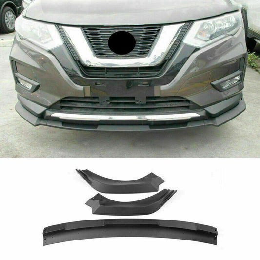 3Pcs for Nissan Rogue 2017-2020 Matte Black Front Bumper Lip Spoiler Guard Trim