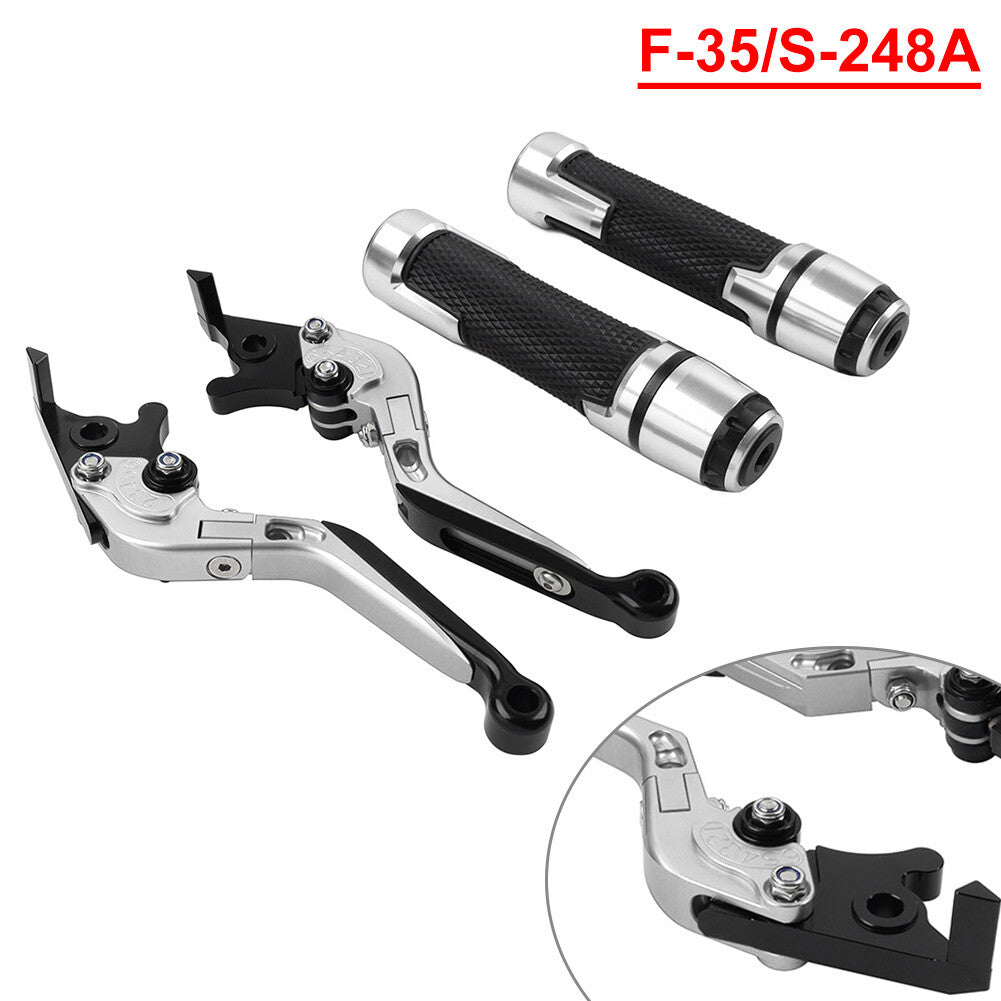 Folding Extendable Brake Clutch Levers Handlebar Grip Set for Suzuki GSXR600/750