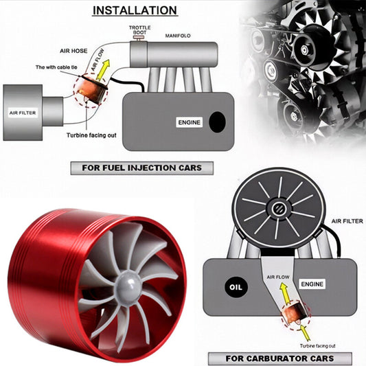 US Turbo Air Intake Single Turbine Gas Saver Fan Fuel Turbonator 2.5-3.0 Set v