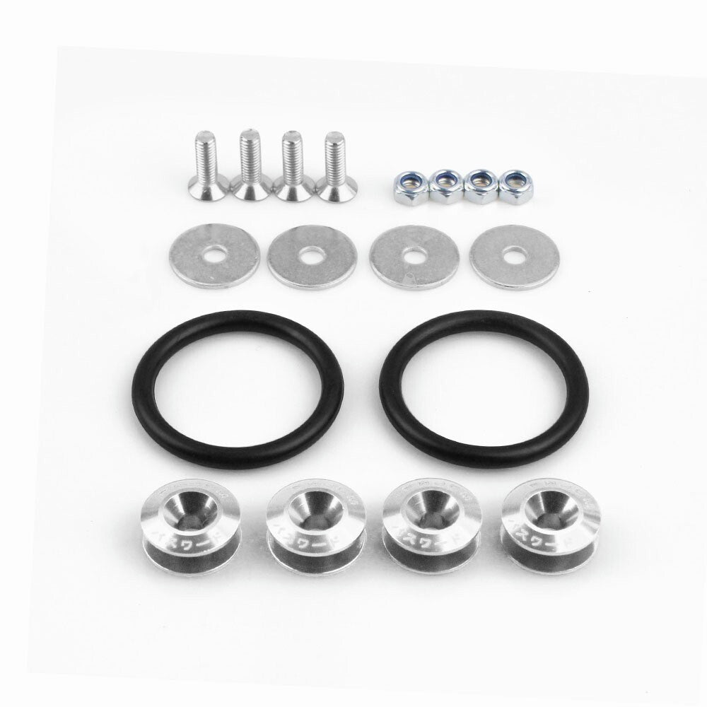 Silver JDM Quick Release Fasteners Car Bumpers Trunk Fender Hatch Lids Kit