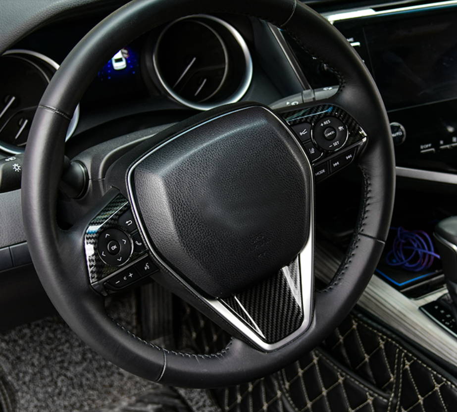 for Toyota for Camry 2018-2020 ABS Carbon Fiber Look Steering Wheel Frame Cover Trim