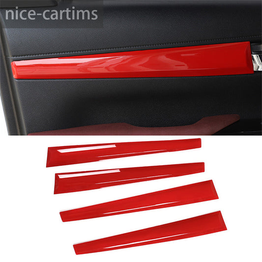 For T@yota Hilux Revo 2015-2021 Interior Door Panel Decorative Trim 4Pcs ABS Red