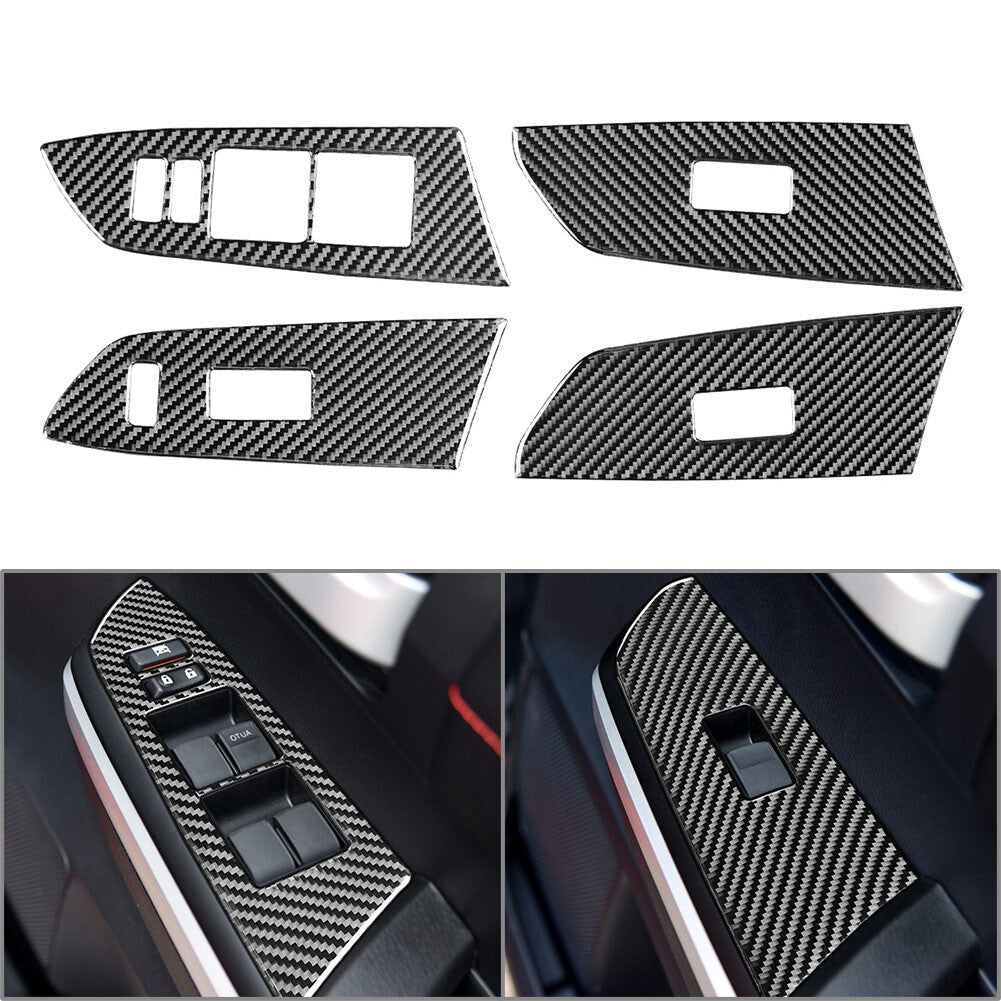 for Toyota Tundra 2014-2021 Door Window Lift Switch Cover Trim RHD Carbon Fiber